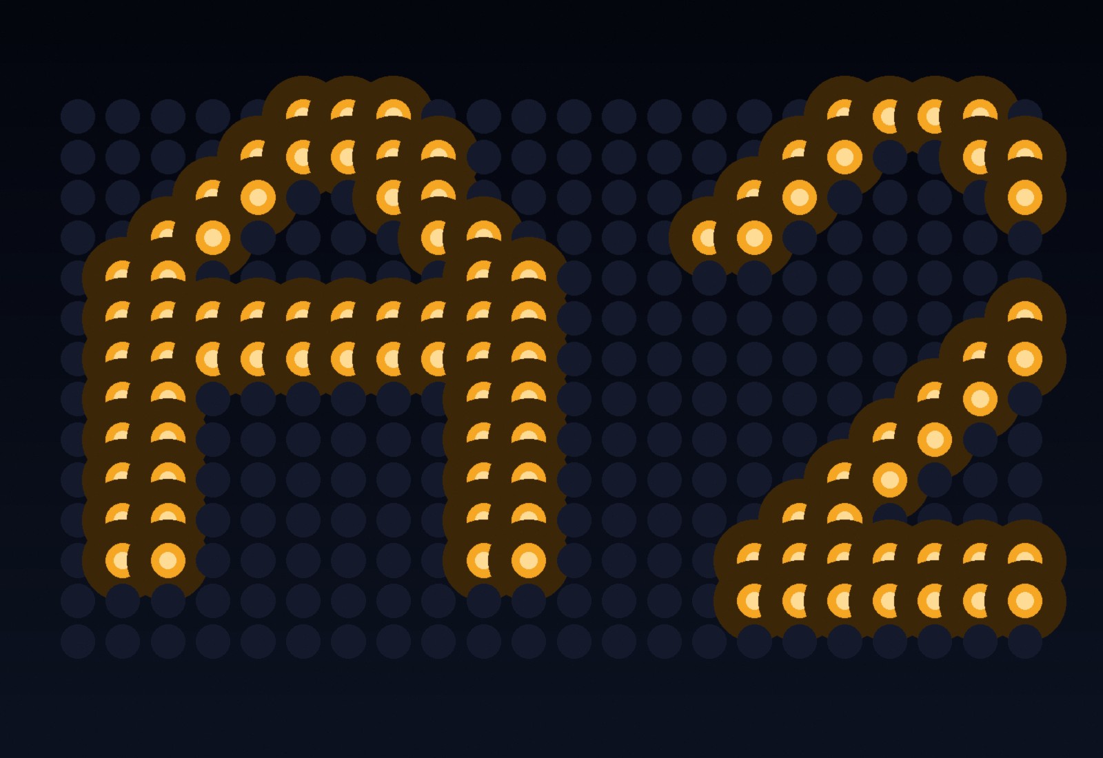 Close-up of an LED dot-matrix stock ticker display showing illuminated amber and green LEDs